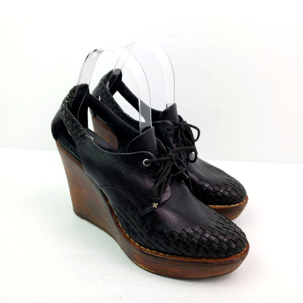 Rag & Bone New York Anita Womens Size 9 Black Wooden Oxfords Platform Shoes